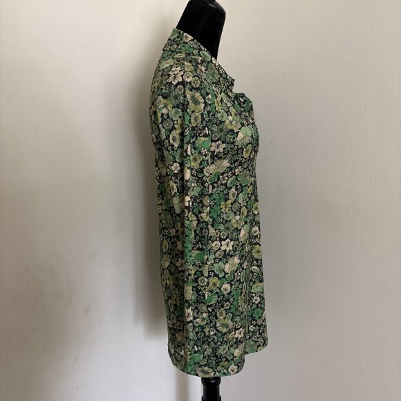 Zara Printed Flowing Green Floral Dress - Picture 2 of 5